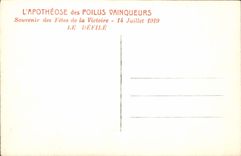 VINTAGE POSTCARD Paris festivals of the Victoire July 14th, 1919 the Militaria procession Arc de Triomphe