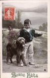 CPA Fantaisie Enfant Chien
