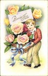 CPA Fantaisie Fleurs Enfant