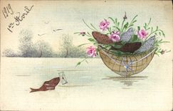 VINTAGE POSTCARD Poisson Fantasy