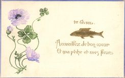 CPA Fantaisie Fleurs Poisson