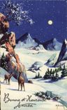 CPA Fantaisie Bonne annee Biche