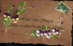 CPA Fantaisie Fleurs (dessin a la main)