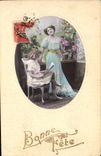 VINTAGE POSTCARD Fantaisie Good Child wife Celebrates