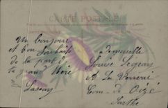 VINTAGE POSTCARD Good Festival Flowers (transparent chart)