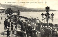 CPA Monte Carlo Les Terrasses un Jour de Courses automobiles 