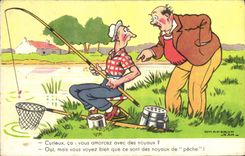 CPA Curieux Vous Amorcez Peche Pecheur 