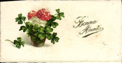 VINTAGE POSTCARD Fantasy Flowers Clover Mushroom