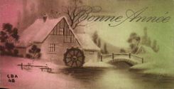 CPA Fantaisie Bonne annee Moulin a eau