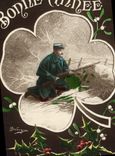 VINTAGE POSTCARD Fantasy Soldier Militaria Clover