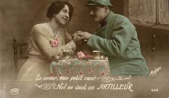 VINTAGE POSTCARD Fantasy Woman Soldier Militaria Artillerist