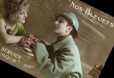 VINTAGE POSTCARD Fantasy Woman Militaria Soldier Our Bleuts