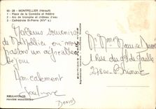 MODERN CARD Montpellier Places Comedy and theater Arc de Triomphe and water tower Cathedrale St Pierre