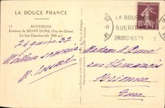 VINTAGE POSTCARD Auvergne Environs of the Mount Gilds the Lake Chambon