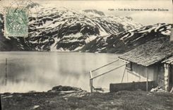 VINTAGE POSTCARD Lake of Girotte and rocks of the Enclaves