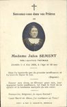 Image pieuse Madame Jules Sement Nee Leontine Thomas 