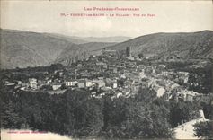 VINTAGE POSTCARD Vernet les Bains the Village Seen of the Park