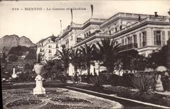 POSTAL de la VENDIMIA Menton el casino y los jardines