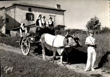 CPA Les Pays Basque Groupe d'Art Poputaire Basque Bi-Harri Biarritz Depart pour la fete Folklore 