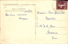 Detalle de D Amboise del castillo de la POSTAL de la VENDIMIA de la puerta de la cámara acorazada Hubort Saint