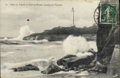 CPA Effets De Vagues Au Phare De Biarritz Pendant Les Tempetes