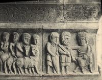 VINTAGE POSTCARD Elne the cloister details of capitals Order of the massacre of the innocent