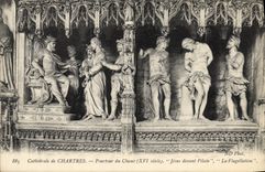 Catedral de la POSTAL de la VENDIMIA de la circunferencia de Chartres del estribillo de Jesús delante de azotar de Pilate