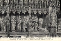 Catedral de la POSTAL de la VENDIMIA del fragmento de Chartres de la torre del estribillo la presentación de Jesús a la masacre del templo del innocent santo