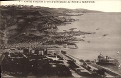 CPA Cote d'azur a vol d'aeroplane de Nice a Menton