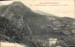 VINTAGE POSTCARD Vernet Les Bains View from above on the casino
