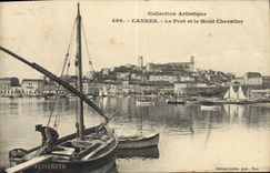 VINTAGE POSTCARD Cannes the Port and the Mount Knight Boats
