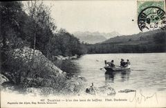 VINTAGE POSTCARD One of the Lakes Laffrey Boat