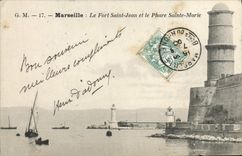 CPA Marseille Le Fort Saint Jean et le Phare Sainte Marie Phare 