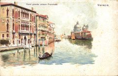 VINTAGE POSTCARD Venezia Canal Large Paiazzo Frranchetti