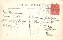 La POSTAL Gargilesse de la VENDIMIA abrocha el hueco y el molino del ciruelo