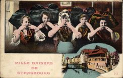 Besos de la POSTAL mil de la VENDIMIA de Estrasburgo