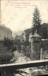 VINTAGE POSTCARD Ax Thermal baths the brook of Ascou crossing the city