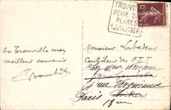 La POSTAL Trouville Reine de la VENDIMIA de las playas la playa tiene alta marea