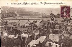 POSTAL Trouville de la VENDIMIA la reina de la opinión panorámica de la playa hacia el casino