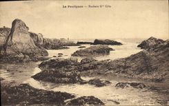 VINTAGE POSTCARD Pouliguen Rocks Great Dimension