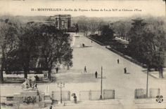 CPA Montpellier Jardin du Peyrou Statue de Louis XIV et chateau d'eau 