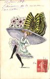 CPA Fantaisie Femme Chapeau 