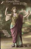 VINTAGE POSTCARD Fantasy Woman Bugle of victory