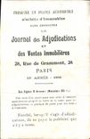 VINTAGE POSTCARD the Castle Of Versailles Announces Newspaper of the adjudications Ventes Rue real estate of Grammont Paris