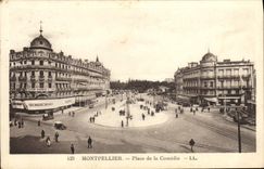 VINTAGE POSTCARD Montpellier Places Comedy Tram