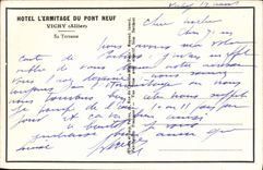 VINTAGE POSTCARD Vichy Hotel the Hermitage Of the New Bridge Its terrace
