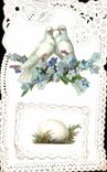 VINTAGE POSTCARD Brodee Fantasy Flowers Doves Egg