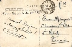 VINTAGE POSTCARD Constantine Bridge Sidi Rached Taken Of the Fund Of the Falls