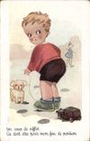 VINTAGE POSTCARD a Whistle Child Train