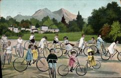 VINTAGE POSTCARD Fantaisie Children Bicycle Cycles